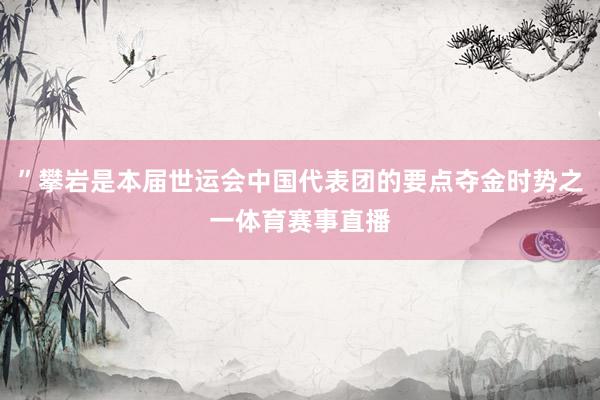 ”攀岩是本届世运会中国代表团的要点夺金时势之一体育赛事直播
