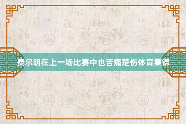 费尔明在上一场比赛中也苦痛楚伤体育集锦