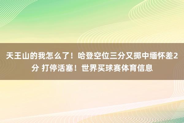 天王山的我怎么了!哈登空位三分又掷中缅怀差2分 打停活塞!世界买球赛体育信息